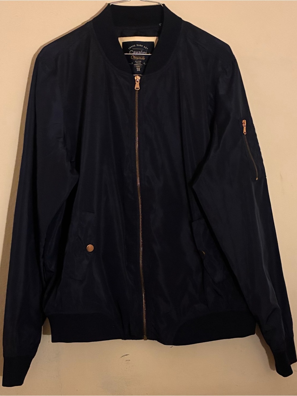 Cavalini Navy Bomber Jacket with Gold Hardware